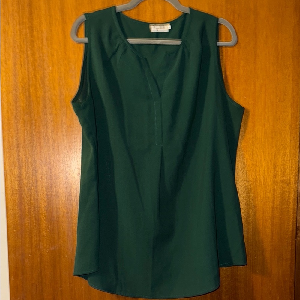 Forest Green Tunic Blouse with V-Neck